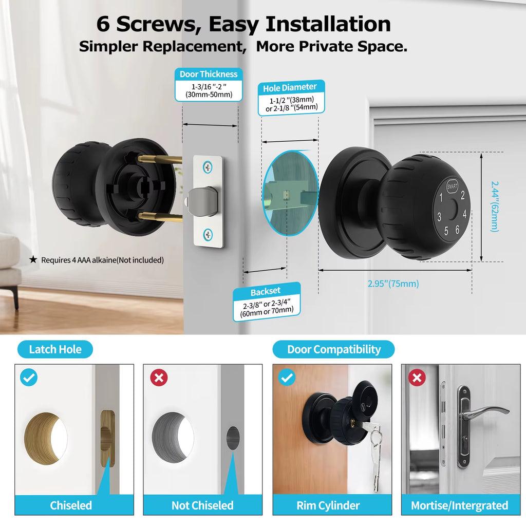 Smart Lock Fingerprint Door Lock App Control Passcode Unlock Electronic Touchscreen Keypad Indoor
