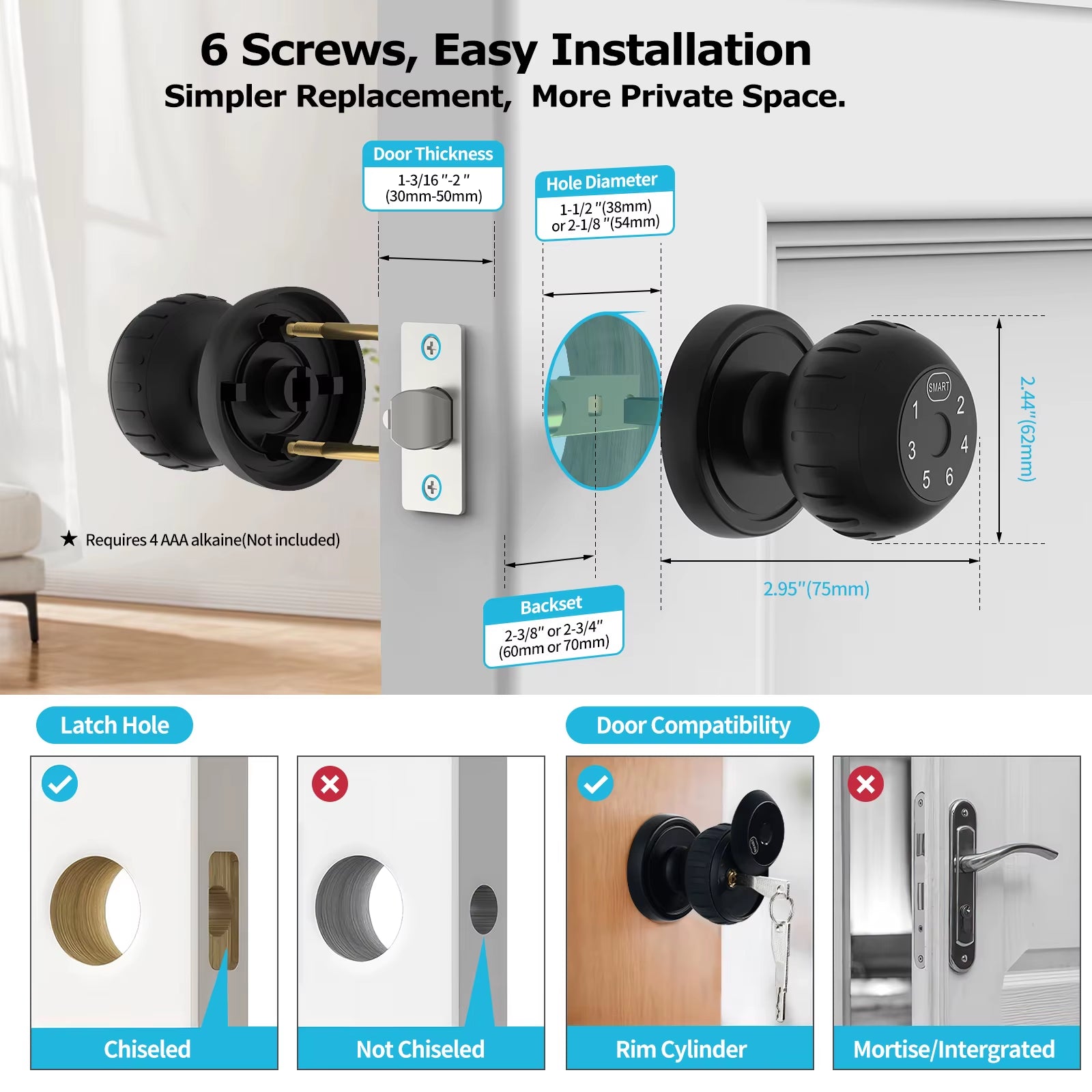 Smart Lock Fingerprint Door Lock App Control Passcode Unlock Electronic Touchscreen Keypad Indoor